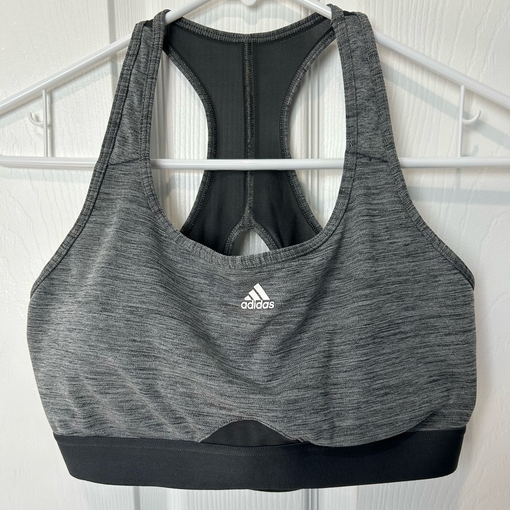 Adidas Grey & Black Athletic Sports Bra Size Medium